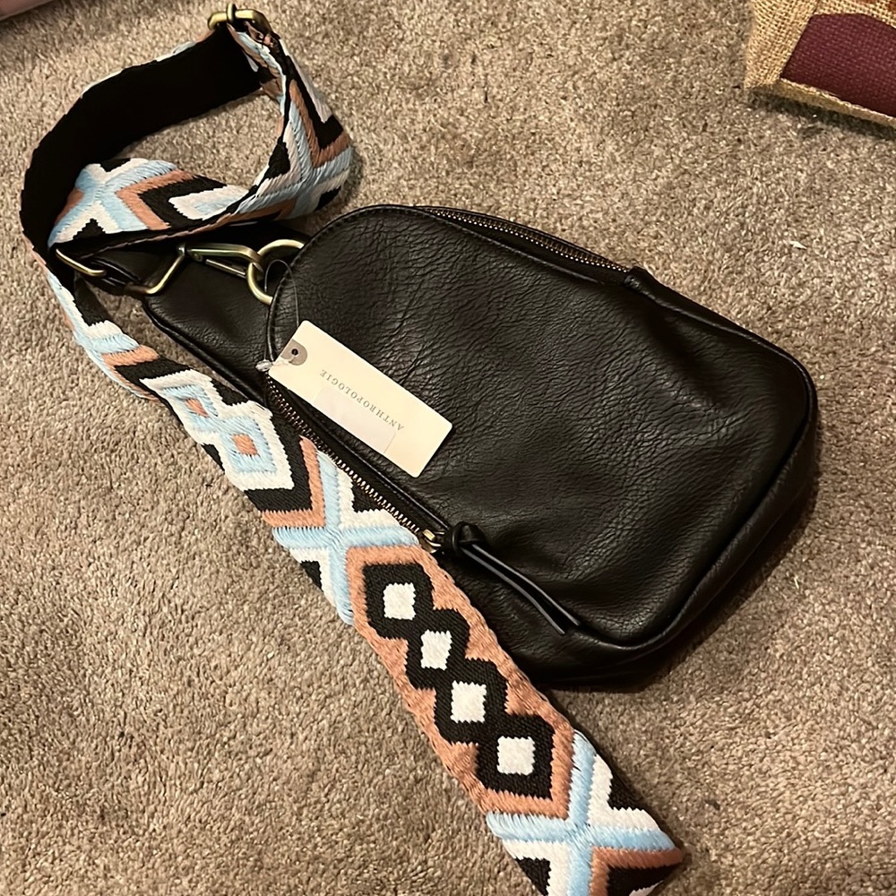 Black Anthropologie Leather Bag